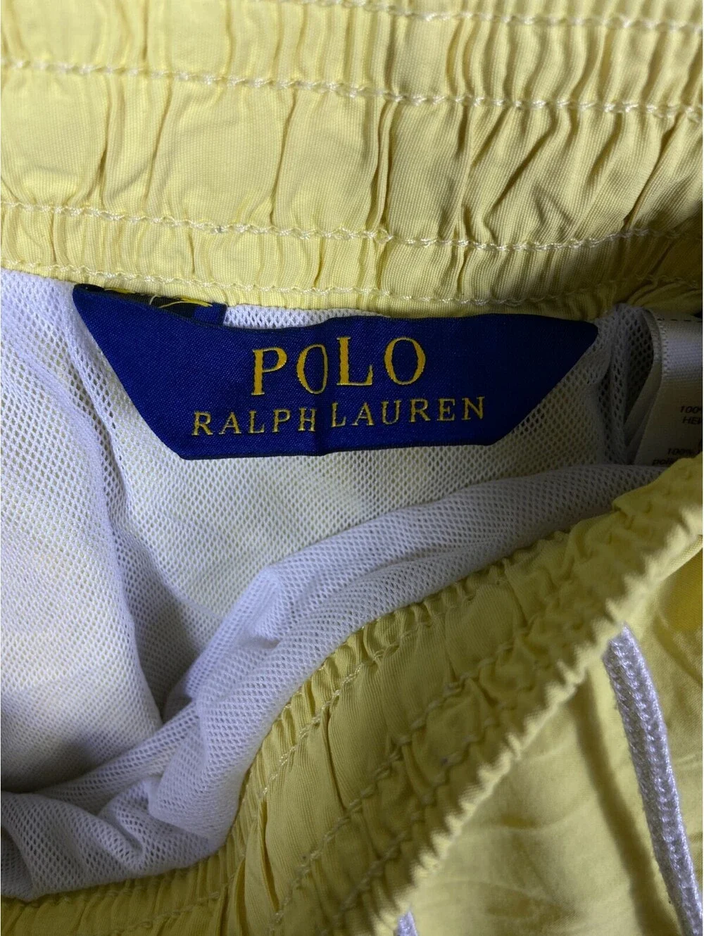 Mens Polo Ralph Lauren Traveler Slim Fit Yellow Nylon Swim Shorts Trunks XL EUC!